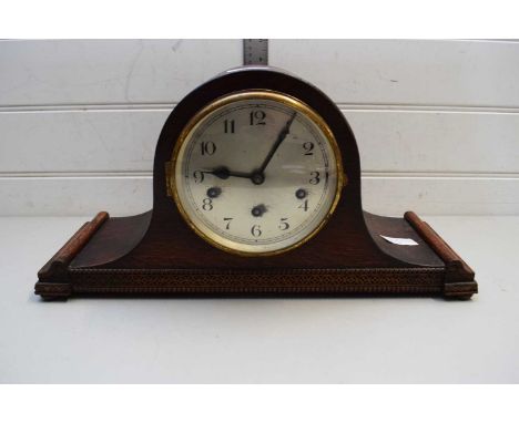 EARLY 20TH CENTURY OAK CASED NAPOLEON HAT MANTEL CLOCK
