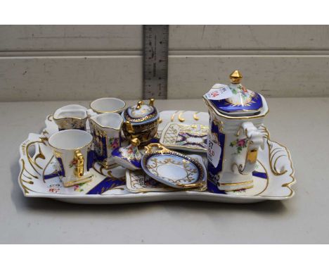 ROSELLE &amp; CO, STAFFORDSHIRE MINIATURE TEA SERVICE AND  ACCOMPANYING TRAY