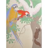 John Hall Thorpe (1874-1947) Australian. "Australian Cockatoos" with a Parrot and a Squirrel,