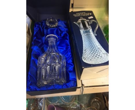 ROCKINGHAM GLASS DECANTER AND PLATED MOUNT DECANTER