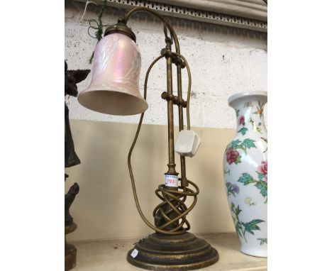 BRASS LAMP WITH GLASS SHADE