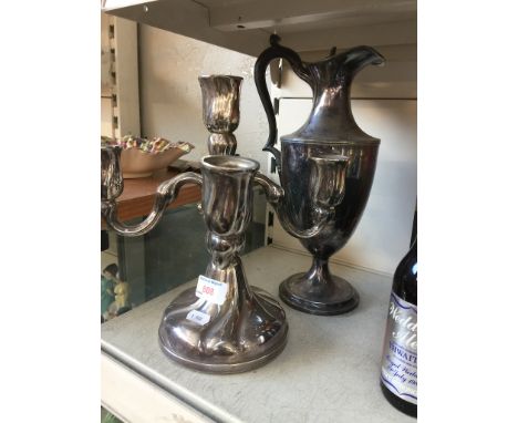 PLATED CANDLESTICK AND URN