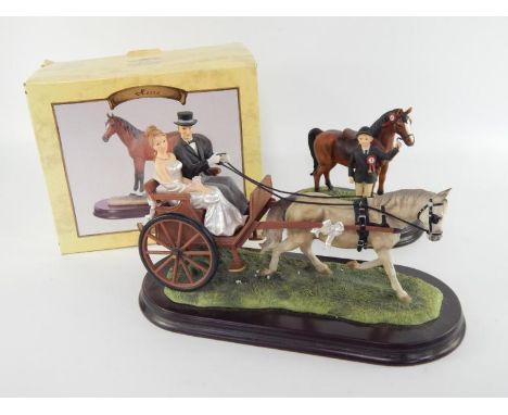 A Leonardo figure group modelled as Just Married, another First Prize, and a single horse, all boxed. (3), (AF)
