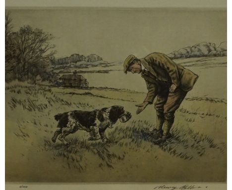Henry Wilkinson "Farmer with Dog" Two Similar Signed Limited Edition Colour Lithographs, no 6 and 9 of 250, signed in pencil,