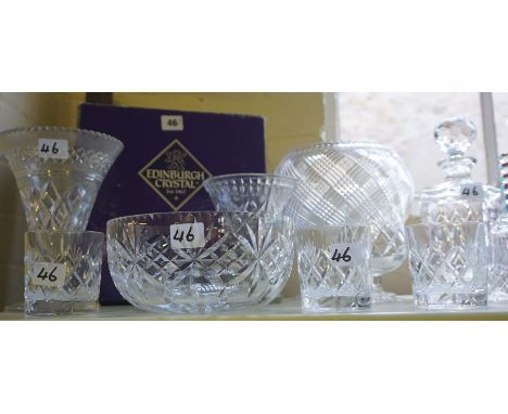 A Quantity of Crystal and Glass Wares, to include Edinburgh crystal, Murano clown figure, studio glass bowl by Caithness etc,