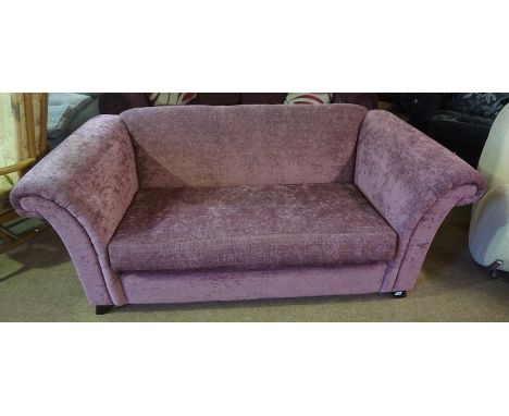 Modern Purple Velour Two Seater Sofa, 68cm high, 177cm wide