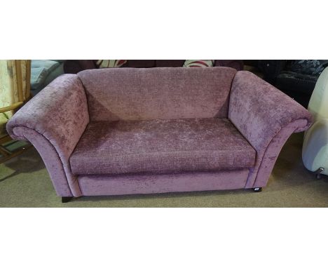 Modern Purple Velour Two Seater Sofa, 68cm high, 177cm wide