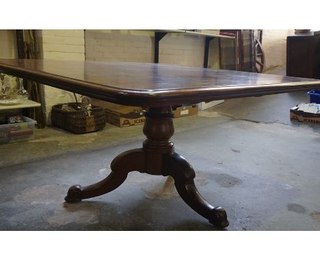 A Regency Design Mahogany Breakfast Table, circa 19th century, Having a large square shaped top with canted corners, raised o