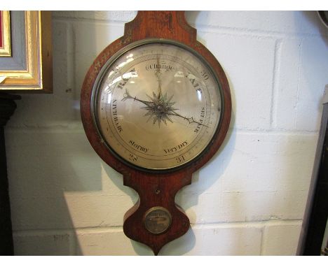 A mid 19th Century banjo barometer with silvered dial
