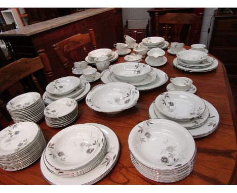 A quantity of Noritake tea and dinner ware, floral design with silvered bands