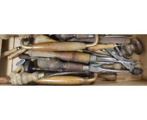 A collection of carpenters tools, etc.