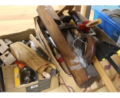 A quantity of woodworking and other tools, including a jack plane and a box plane, etc.