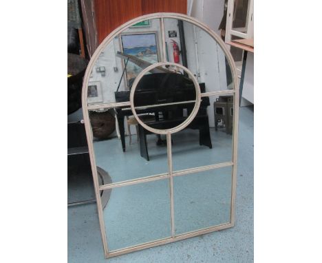 WALL MIRROR, dome top architectural design with metal frames, 124cm H x 80cm.