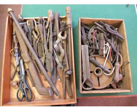 Two trays of woodworking tools