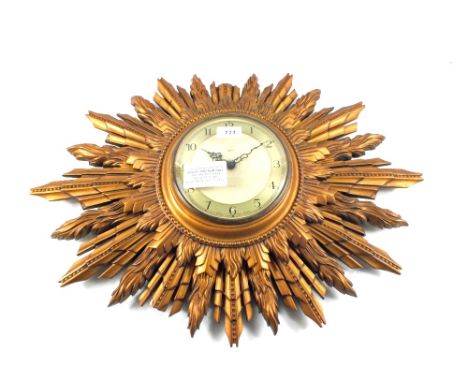 A Smiths gilt Sectric sunburst clock