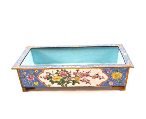 A 19th Century Cantonese floral enamel rectangular planter