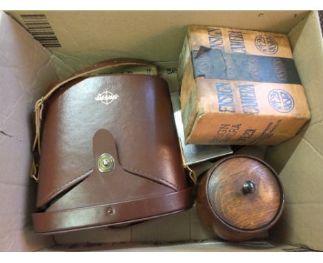 A pair of 8.5 x 40 binoculars, Blue Ensign boxed camera and other items
