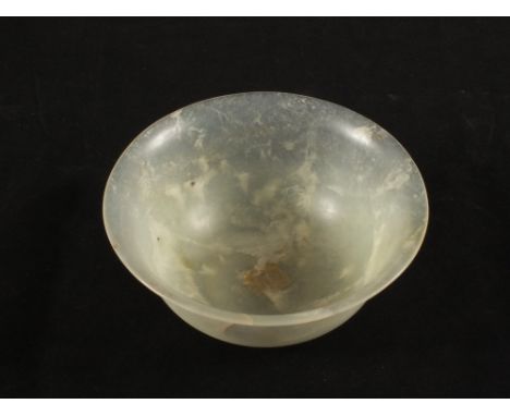 A Chinese Jade bowl Quanlong seal mark, dia 5"