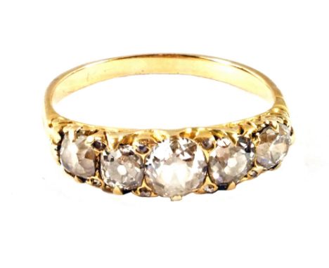 A Victorian five stone Diamond ring, size R