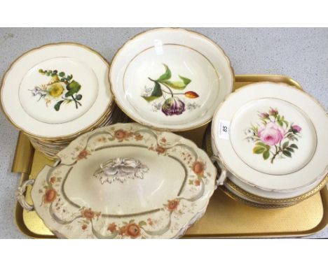 A 19th Century continental porcelain twelve piece comport set, a Victorian pottery tureen and two Royal Worcester comports (c