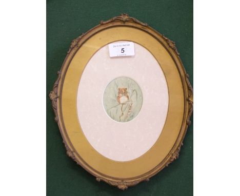 An oval portrait of a Field Mouse, 3" x 2 1/4"
