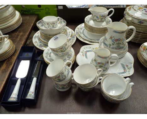 A quantity of Royal Worcester 'Mayfield' china including tea, coffee and breakfast cups, cereal and dessert dishes, jugs, cak