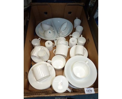 A quantity of Royal Worcester white tableware including coffee cans, cups, saucers, sauce boats, etc.
