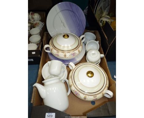 A quantity of china to include Thomas Germany white china teapot, six cups and saucers and milk jug together with six royal D