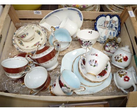 A quantity of china to include Royal Adderley, four cups and saucers, four side plates and cake plate, together with blue and
