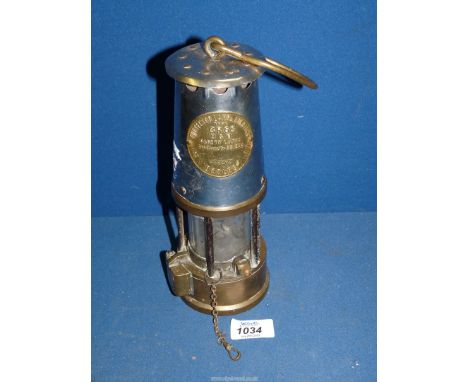 An original Eccles Miners safety lamp, approval no. B2/233.