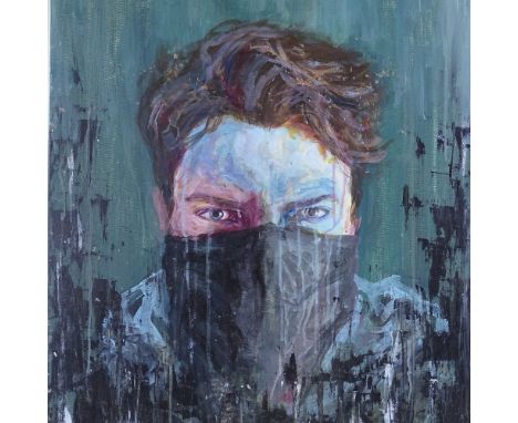 Julian Gower, oil on canvas, portrait, 32" x 24", framed 