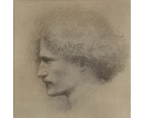 Ignacy Paderewski, lithograph, portrait of Burne Jones, 11.5" x 10.5", framed 