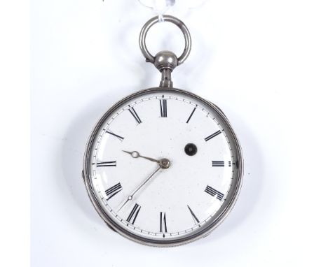 A 19th century silver-cased open-face key-wind quarter repeat pocket watch, by Lepine of Paris, white enamel dial with Roman 
