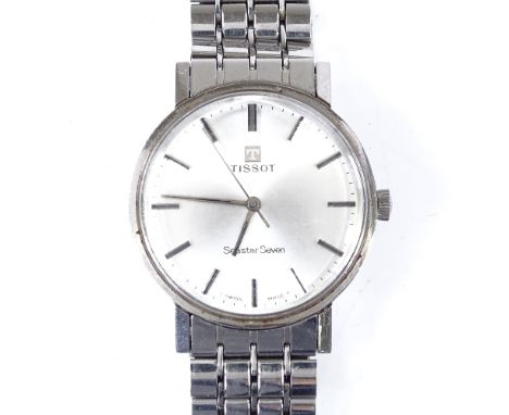 TISSOT - a stainless steel Seastar Seven mechanical wristwatch, silvered dial with baton hour markers, case width 34mm, worki