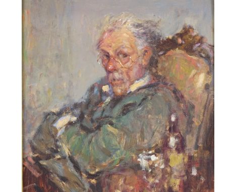 Ken Moroney, oil on board, portrait of a man, signed, 11" x 8.5", framed 