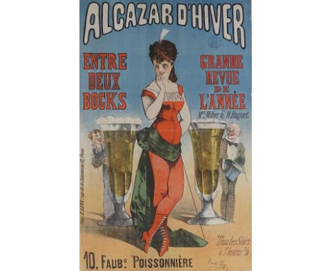 Emile Levy, lithograph advertising poster, Alcazar D'Hiver, published 1876, image 23.5" x 15", framed 