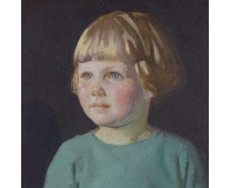 Fred Appleyard (1874 - 1963), oil on board, portrait of a child, artist's label verso, 16" x 12", framed 