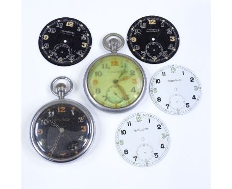 JAEGER LECOULTRE - 2 GSTP military issue steel-cased pocket watches, British Broad Arrow, case width 51mm, not currently work