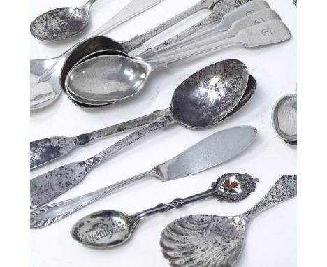 Various silver cutlery, including shell bowl caddy spoon etc, 9oz total 