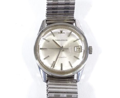 JAEGER LECOULTRE - a stainless steel automatic wristwatch, silvered dial with baton hour markers and date aperture, case widt