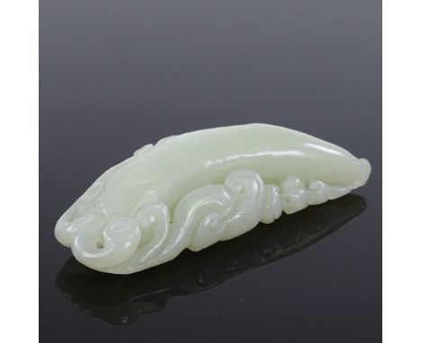 A Chinese carved jade fruit, length 7cm 