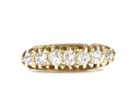 A 14ct gold 7-stone graduated diamond half-hoop ring, setting height 5.3mm, size L, 2.9g 