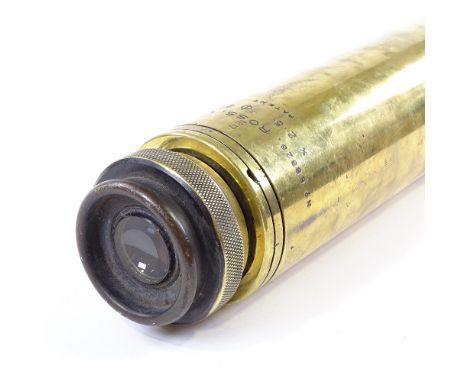 A First War Period brass-cased 2.5" gun sight telescope by Ross of London, length 66cm 