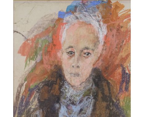 Muriel Pemberton, mixed media pastel/gouache, portrait of a woman, signed and dated 1986, 25" x 20", framed 