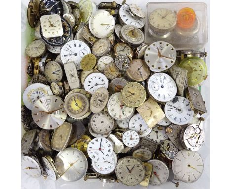 A large collection of various wristwatch movements, including Cyma, Doxa, Bulova etc 