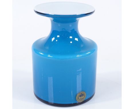 Holmegaard Denmark, blue/white vase by Per Lutken, from the Carnaby range 1968, height 13cm 