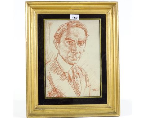 Augustus John (1878 - 1961), sanguine chalk drawing, portrait of a man, signed, 13" x 9", framed 