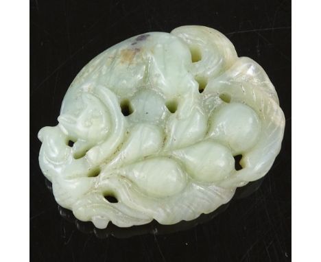 A Chinese relief carved jade pendant, length 5cm 