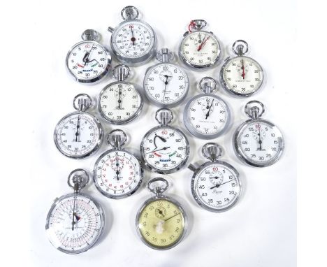 Various modern chrome-cased stop watches, including Precista Yachting Timer, Excelsior Park etc 
