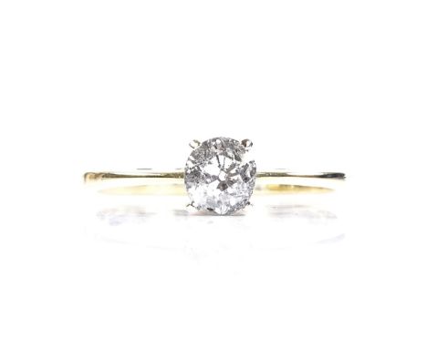 An 18ct gold 0.89ct solitaire diamond ring, size S, 2.9g 